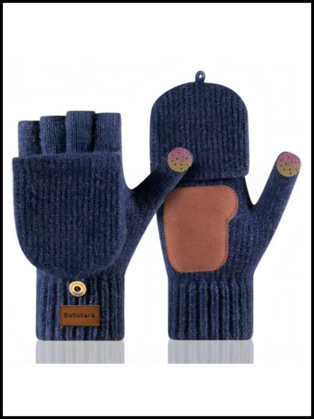 Convertible Fingerless Mittens Acrylic Spandex Flip Top Winter Gloves
